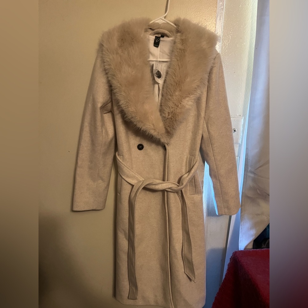 Windsor Oatmeal Coat with Removable Faux Fur Collar